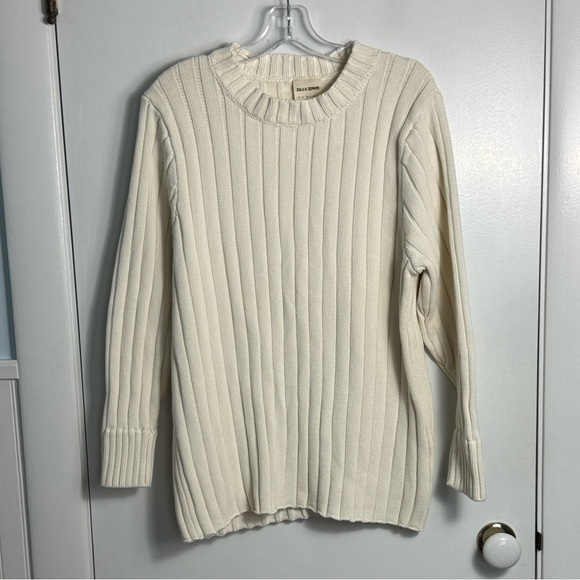 Zulu & Zephyr Ribbed Cotton Cream Thick Knit Sweater Size 6 Minimalist - Picture 2 of 7